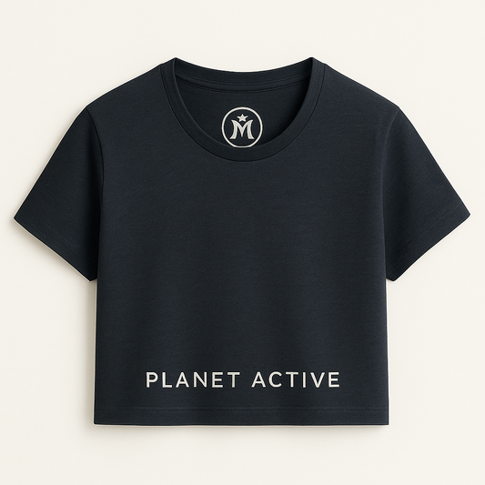 PLANETACTIVE™
NEBULA CROP TEE – FIRST BLACK EDITION
