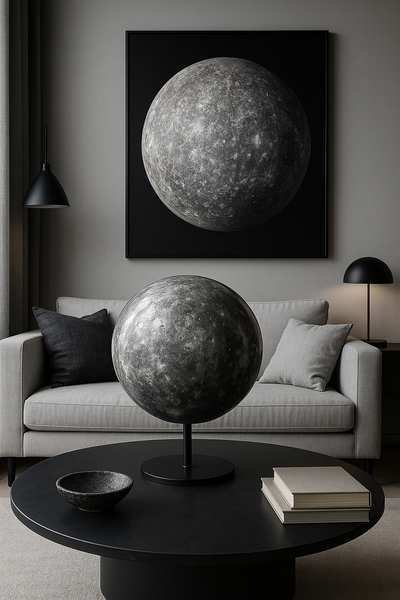 MERCURY IN ORBIT™ — Suspended Planetary Sculpture + Wall Art Duo