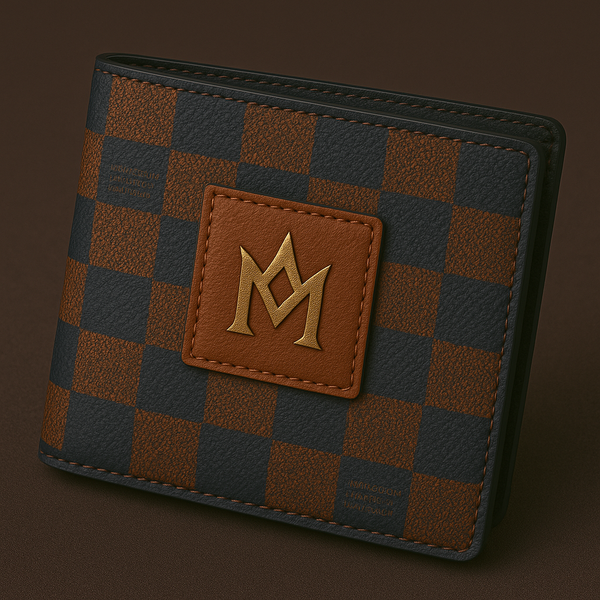 MAINCOON INFINITY™
CHECKER EMBLEM WALLET™ (BURNT ORANGE & NAVY)